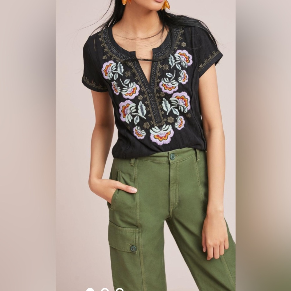 Anthropologie Dandelion Embroidered Top, Sz Small